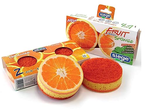 Siege 2 Sided Fruit Orange Design Sponges (2 Pk), 647