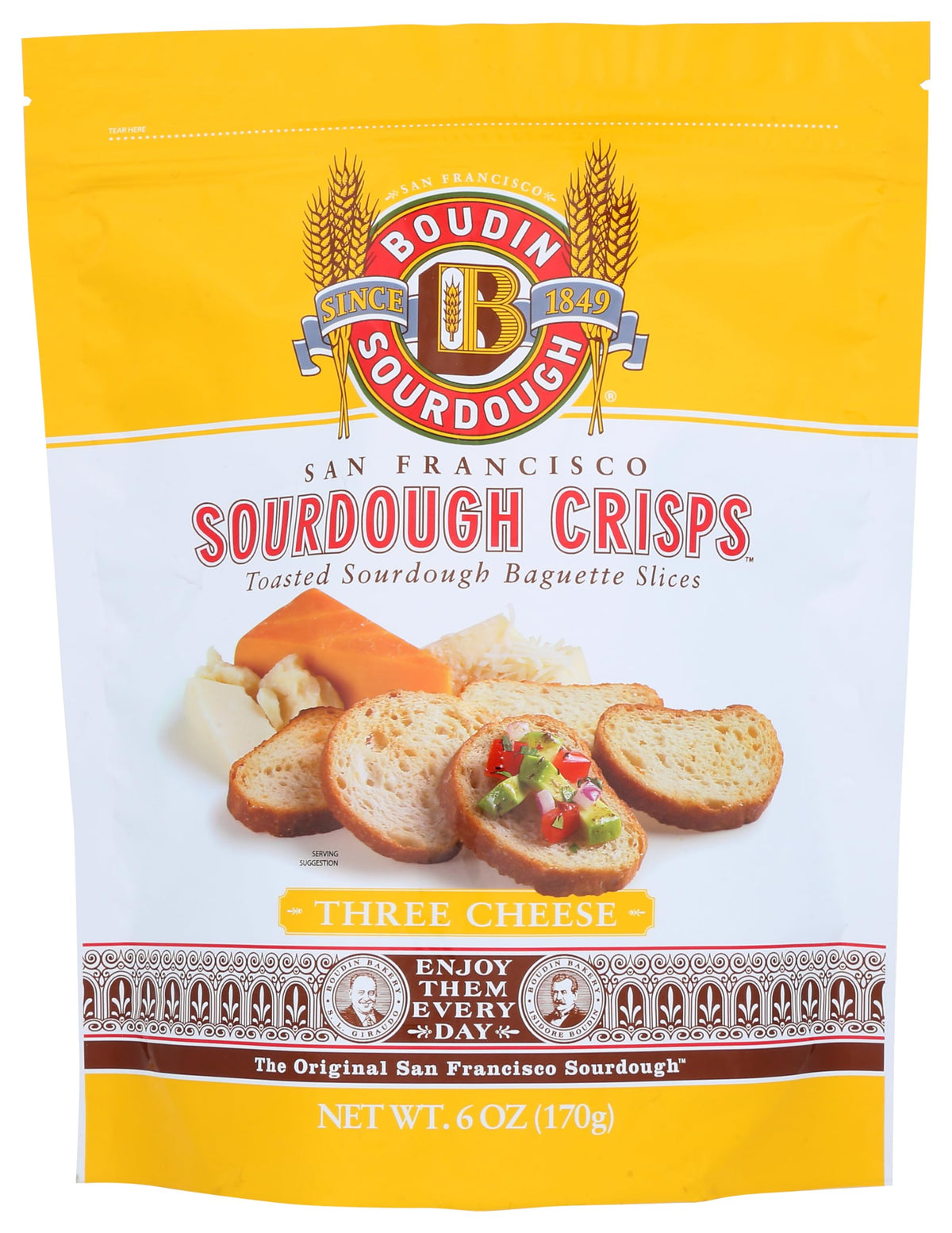 Boudin Sourdough, Crisps San Francisco Three Cheese, 6 Ounce
