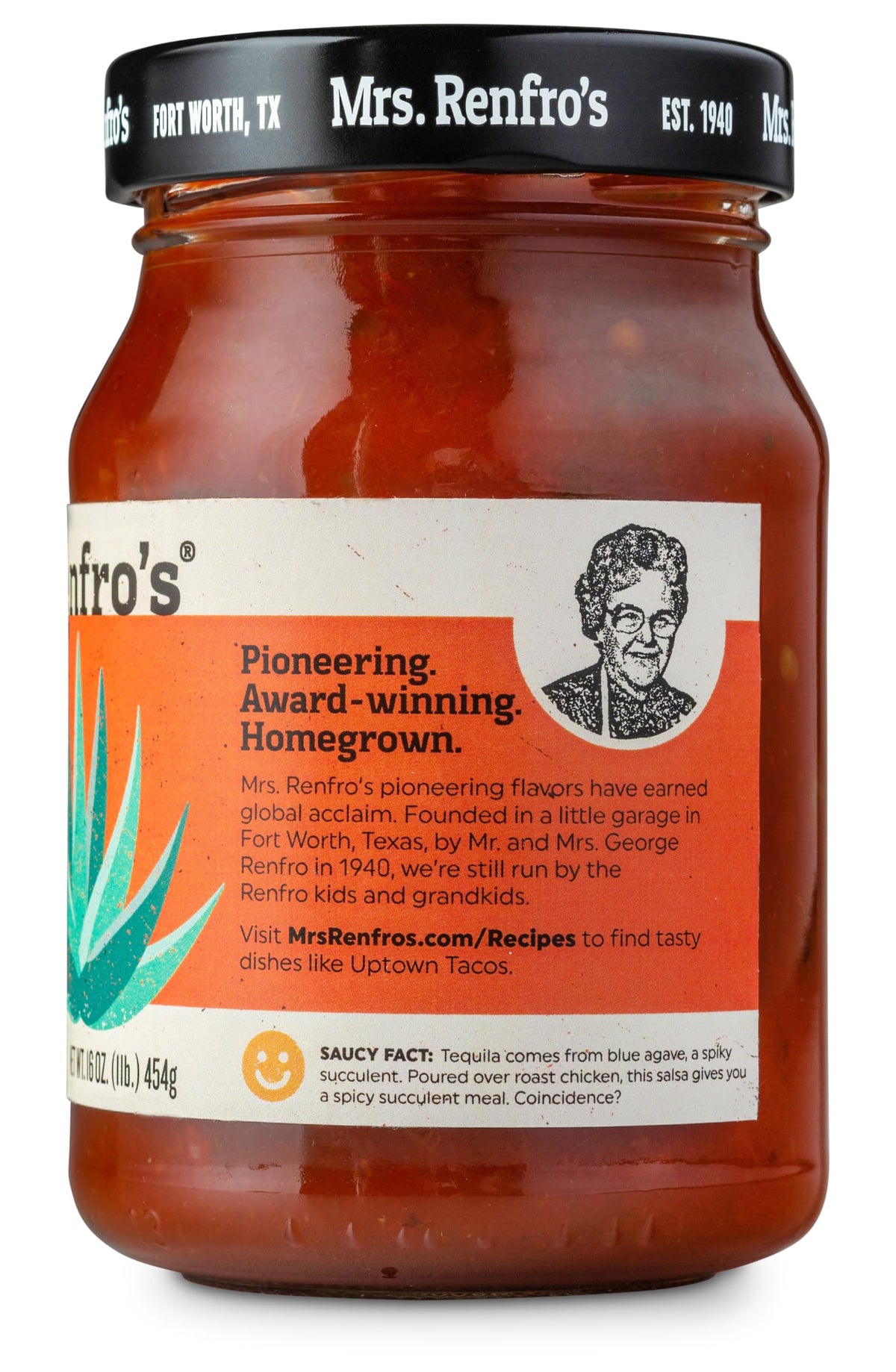 Mrs. Renfro's Tequila Salsa, 16 oz - Gluten Free Texas-Style Tomato Salsa with Tequila-Inspired Flavor, Jalapeños & Spices - Medium Heat Salsa