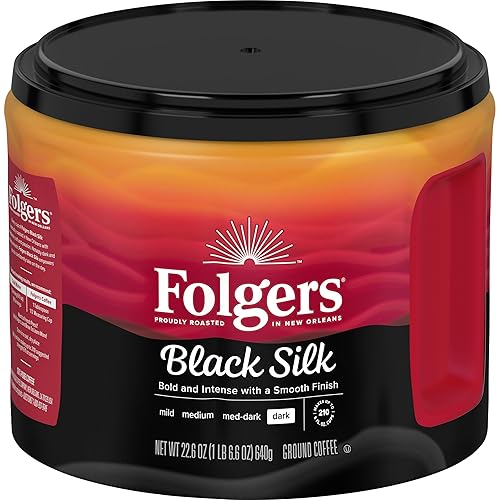 Folgers Black Silk Dark Roast Ground Coffee, 22.6 Ounce Canister
