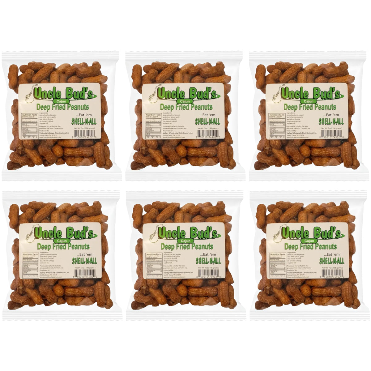 Deep Fried Peanuts -Eat em Shell & All! (Cajun) 6 PACK
