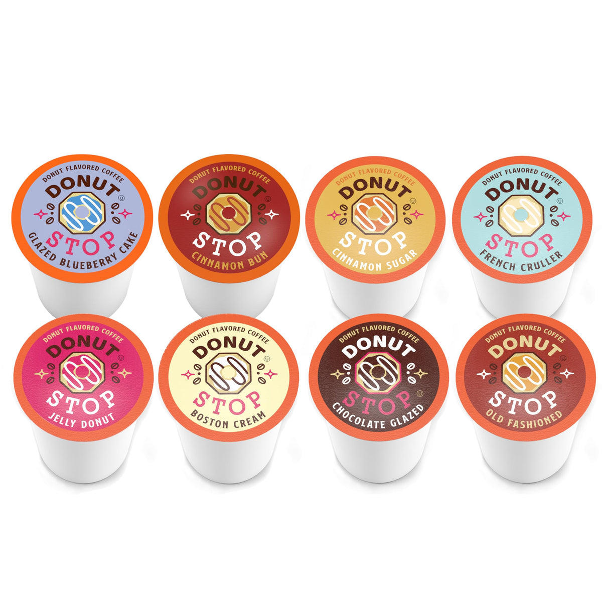 Donut Stop Flavored Coffee Pods, Compatible with 2.0 K-Cup Brewers, Donut Flavor Coffees, Assorted Variety Pack, 40 Count
