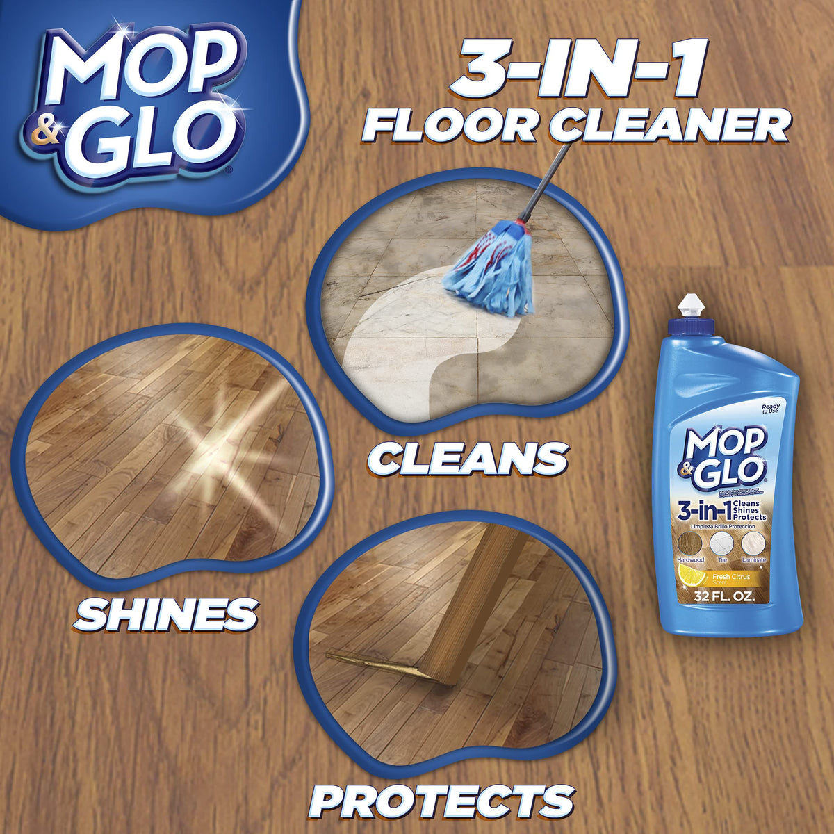 Mop & Glo Professional Multi-Surface Floor Cleaner, Fresh Citrus Scent, 64 Oz