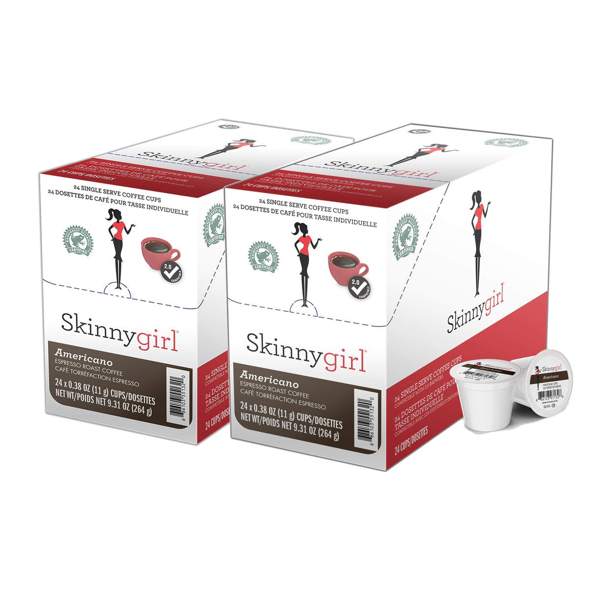 Skinny Girl Coffee Single Serve Cups for Keurig K Cup Brewer, Americano Bold Coffee 48 Count