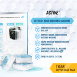 ACTIVE Washing Machine And Dishwasher Cleaning Tablets Bundle - Includes 12 Month Supply Dishwasher Cleaner Deodorizer & Washing Machine Descaler Deep
