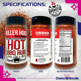 Killer Hogs Hot BBQ Rub Premium Barbecue Rub & Seasoning 2 pk (24 oz) + Guide & Bottle Opener (4 Items)!