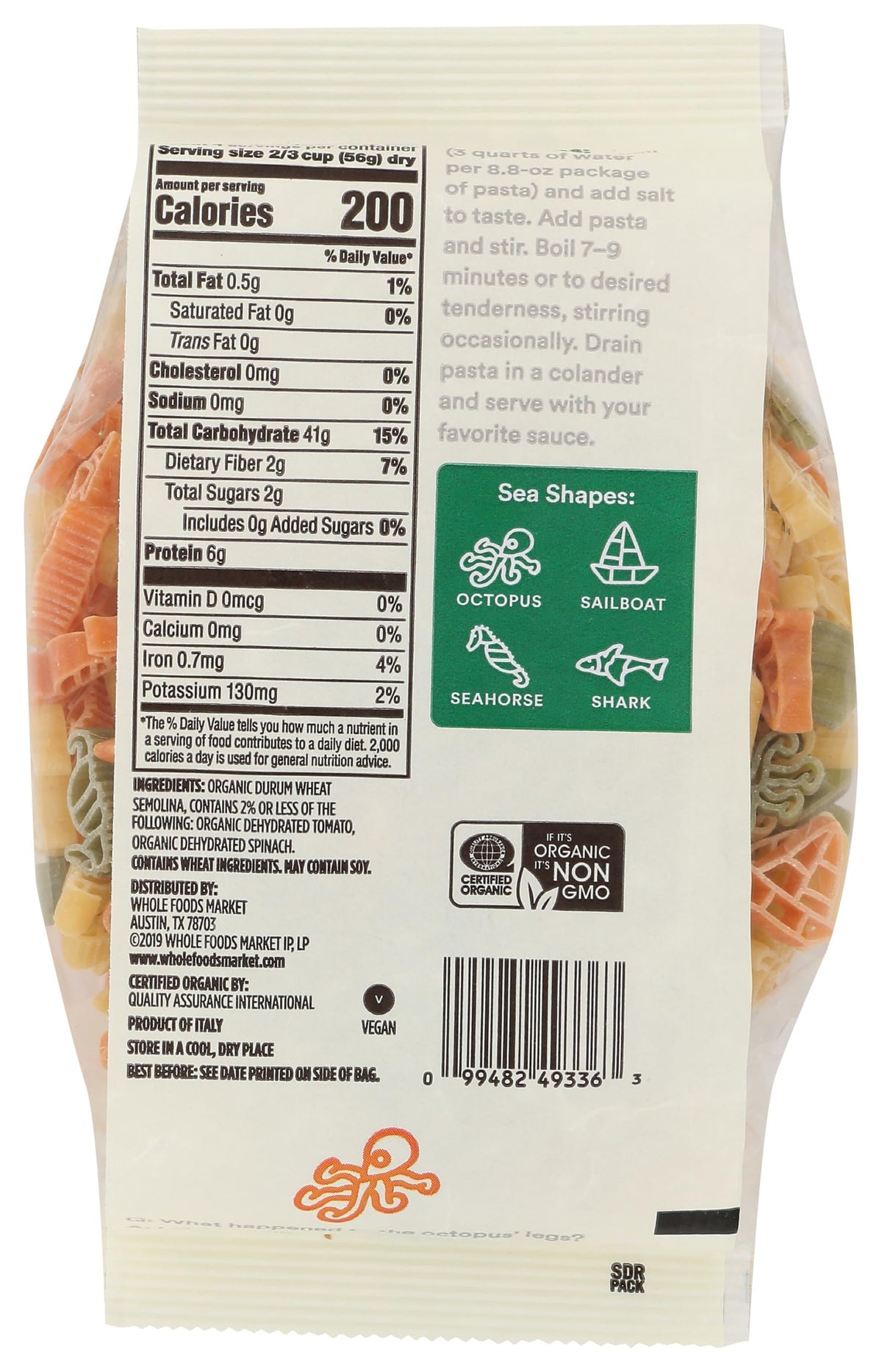 365 by Whole Foods Market, Organic Tri-Color Pasta, Sea Shapes, 8.8 Ounce