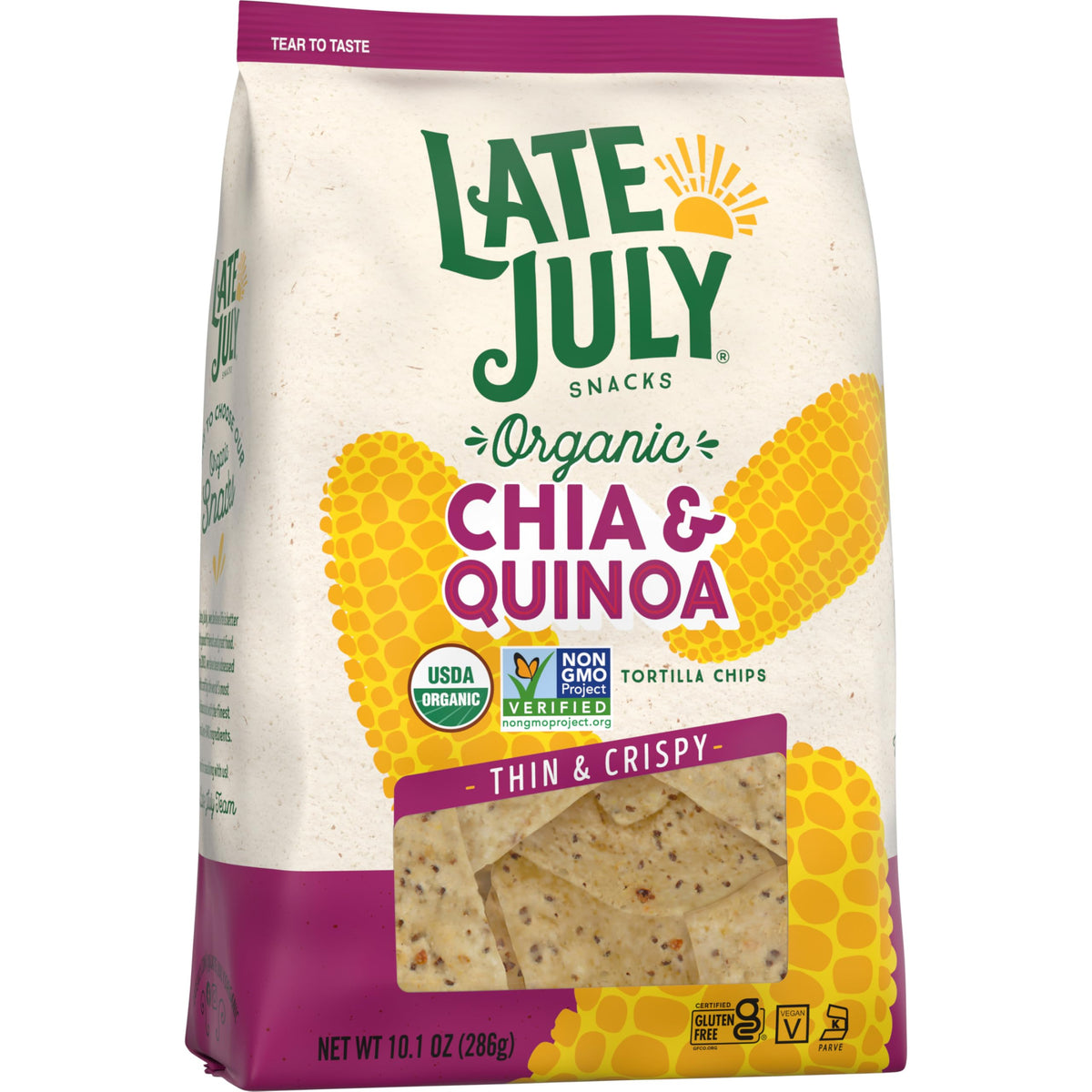 Late July Chia & Quinoa Organic Tortilla Chips, 10.1 Oz Bag