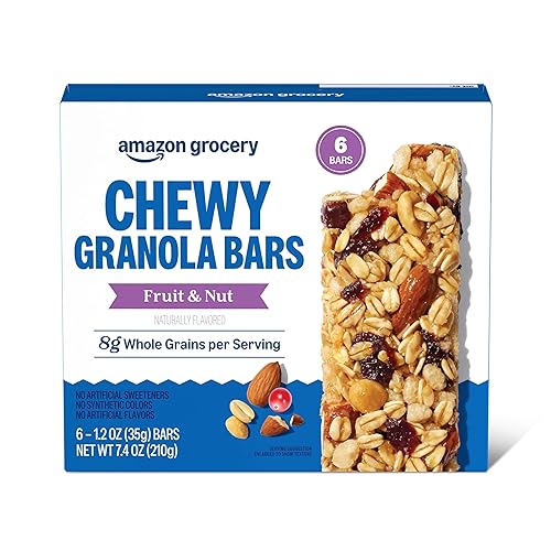 Amazon Grocery, Fruit & Nut Chewy Granola Bars, 7.4 Oz, 6 Ct