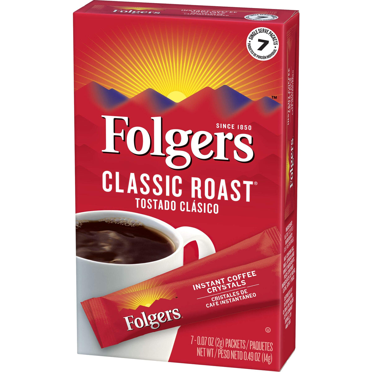 (3 Pack) Folgers Classic Roast Instant Coffee Crystals, 7-Count