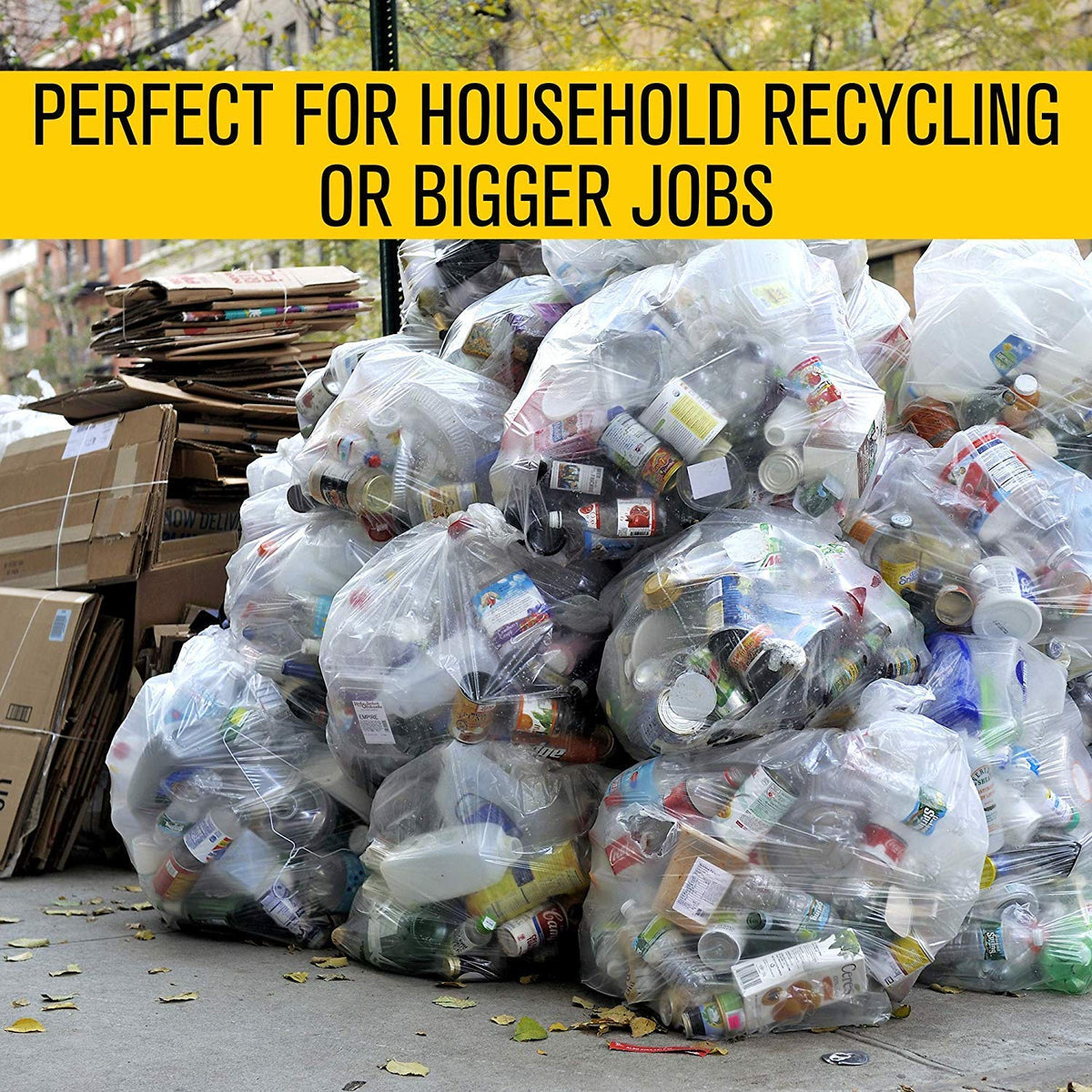 Aluf Plastics 55-60 Gallon 1.5 MIL Thick Clear Heavy Duty Trash Bags - 38" x 58" - Pack of 100 - For Recycling, Kitchen, Contractor, & Outdoor