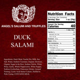 Angel's Salumi Duck Salami - 5.5 oz Gourmet Artisanal Charcuterie - Humanely Raised, Vegetarian-Fed, Antibiotic & Hormone-Free, No Phosphates