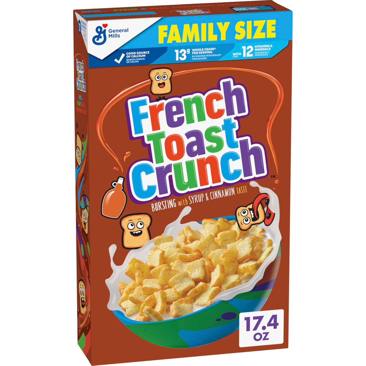 French Toast Crunch Breakfast Cereal, Syrup and Cinnamon Taste, Family Size, 17.4 oz
