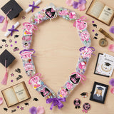 Silkovahamd Graduation Candy Leis 2026 - Graduation Candy Lei Making Kit Class of 2026, 12 Candy Tubing Clear 60 Pink Paper Cards 12 Stickers 3 Ribbon