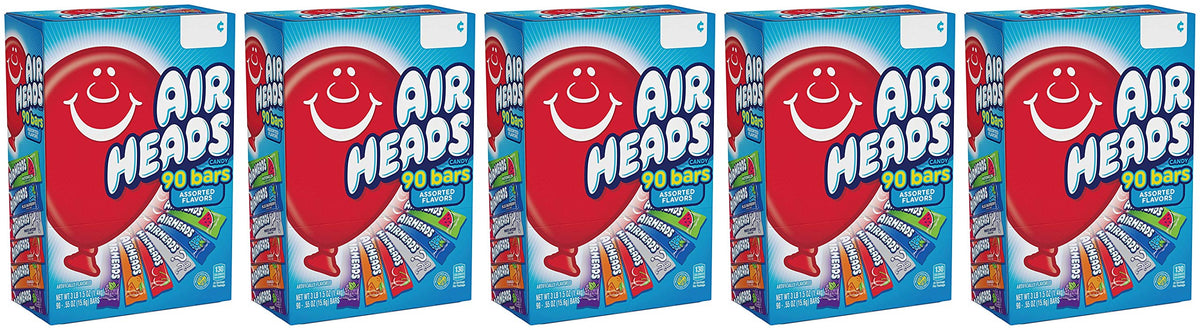 Airheads Bars, Chewy Fruit Candy, Variety Pack, 90 Count (Packaging May Vary) - 5 Pack