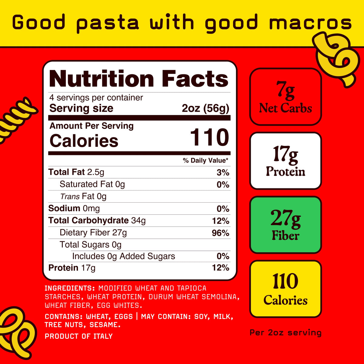 Low Carb, Protein Pasta | Elbow Macaroni with 17g Protein, 7g Carbs | Healthy, Keto Pasta Made in Italy | 3-Pack, 8oz - Pete’s Pasta