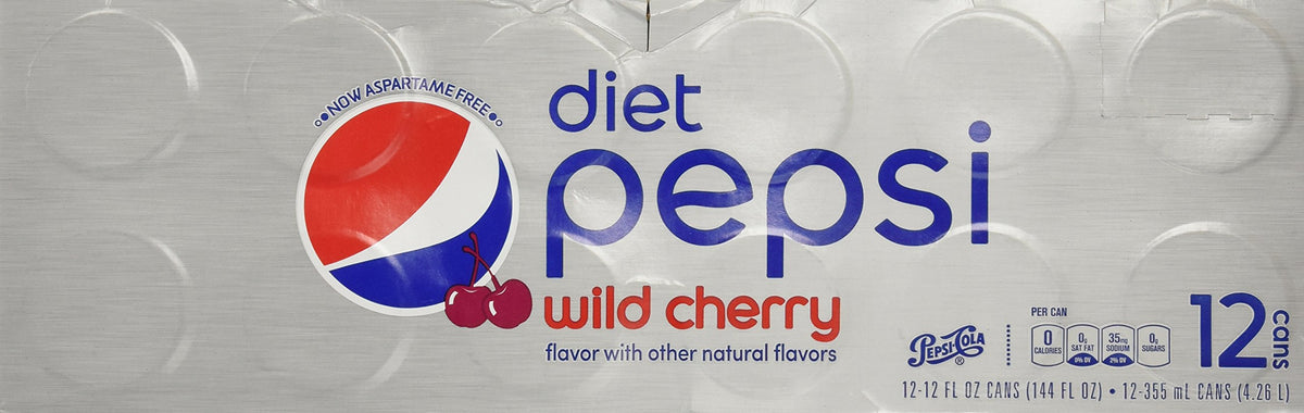 Pepsi Diet Wild Cherry Soda, 12 Ounce (12 Cans)