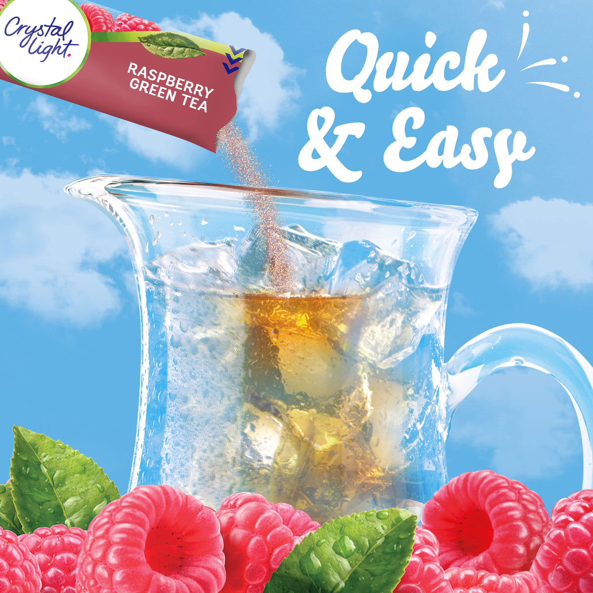 Crystal Light Sugar-Free Raspberry Green Tea Naturally Flavored Powdered Drink Mix One Cannister containing 5 Pitcher Packets