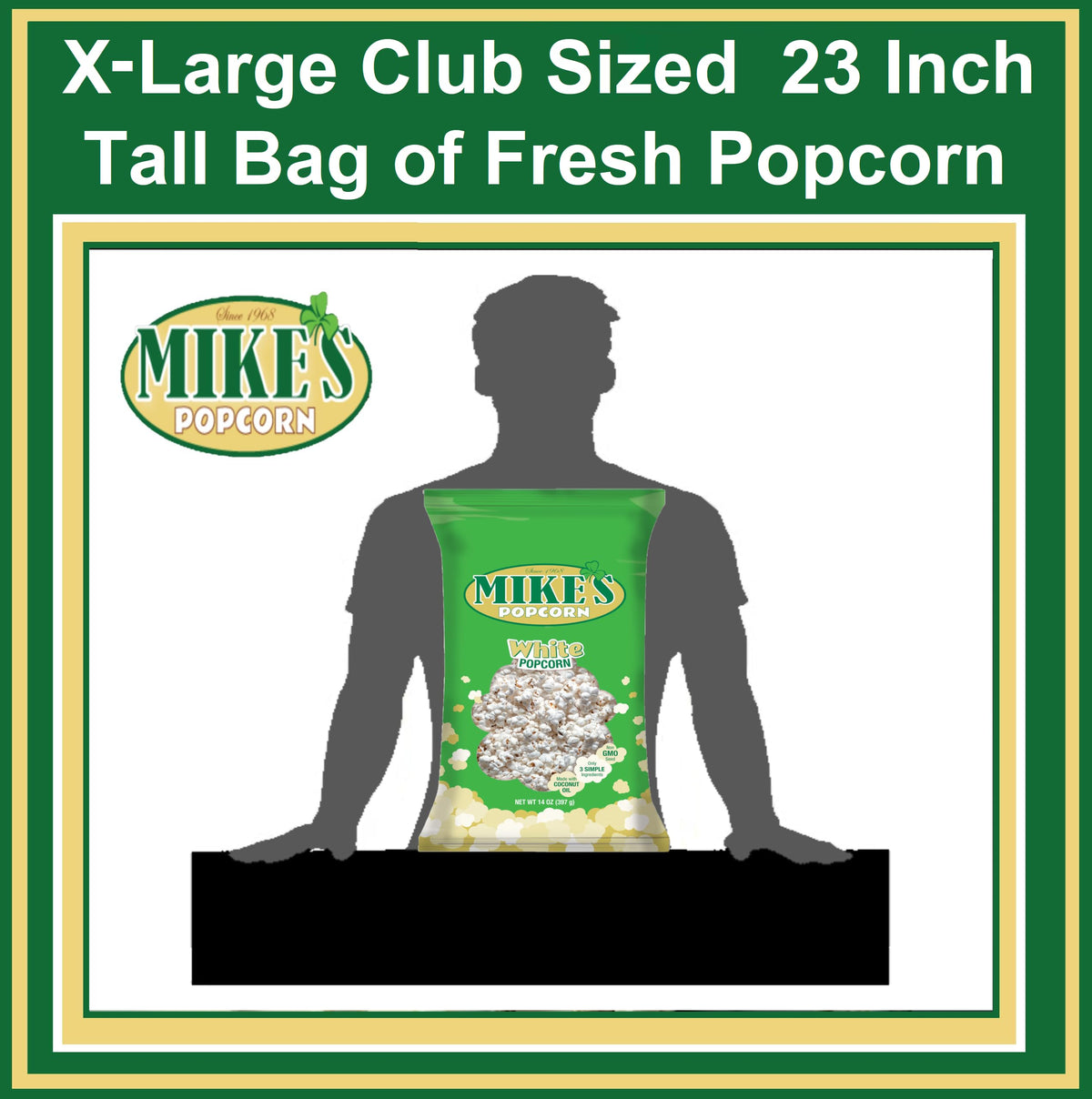 Mike's Popcorn - Traditional White Delight, Premium Classic Popcorn Cooked, Large 14 Oz Bag