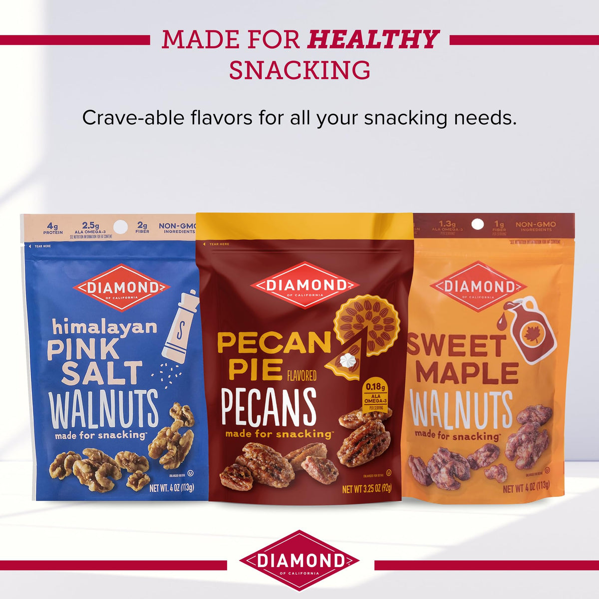 Diamond of California Harmony Amped Omega-3 Trail Mix with Mixed Nuts, Dried Fruit, Diamond of California Himalayan Pink Salt Walnuts, and Seeds, 10