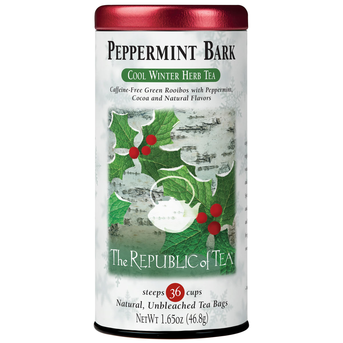 The Republic of Tea - Peppermint Bark, Cool Winter Herb Tea, 36 Tea Bags, Caffeine-Free