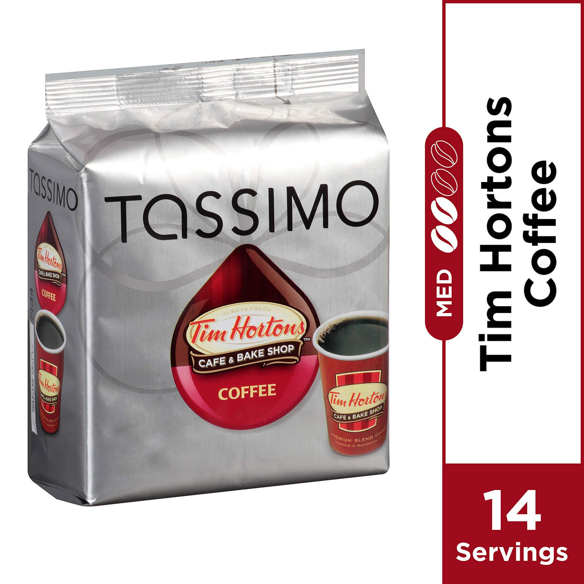 Tassimo Tim Hortons Cafe & Bake Shop Medium Roast Coffee T-Discs for Tassimo Single Cup Home Brewing Systems (14 ct Pack)