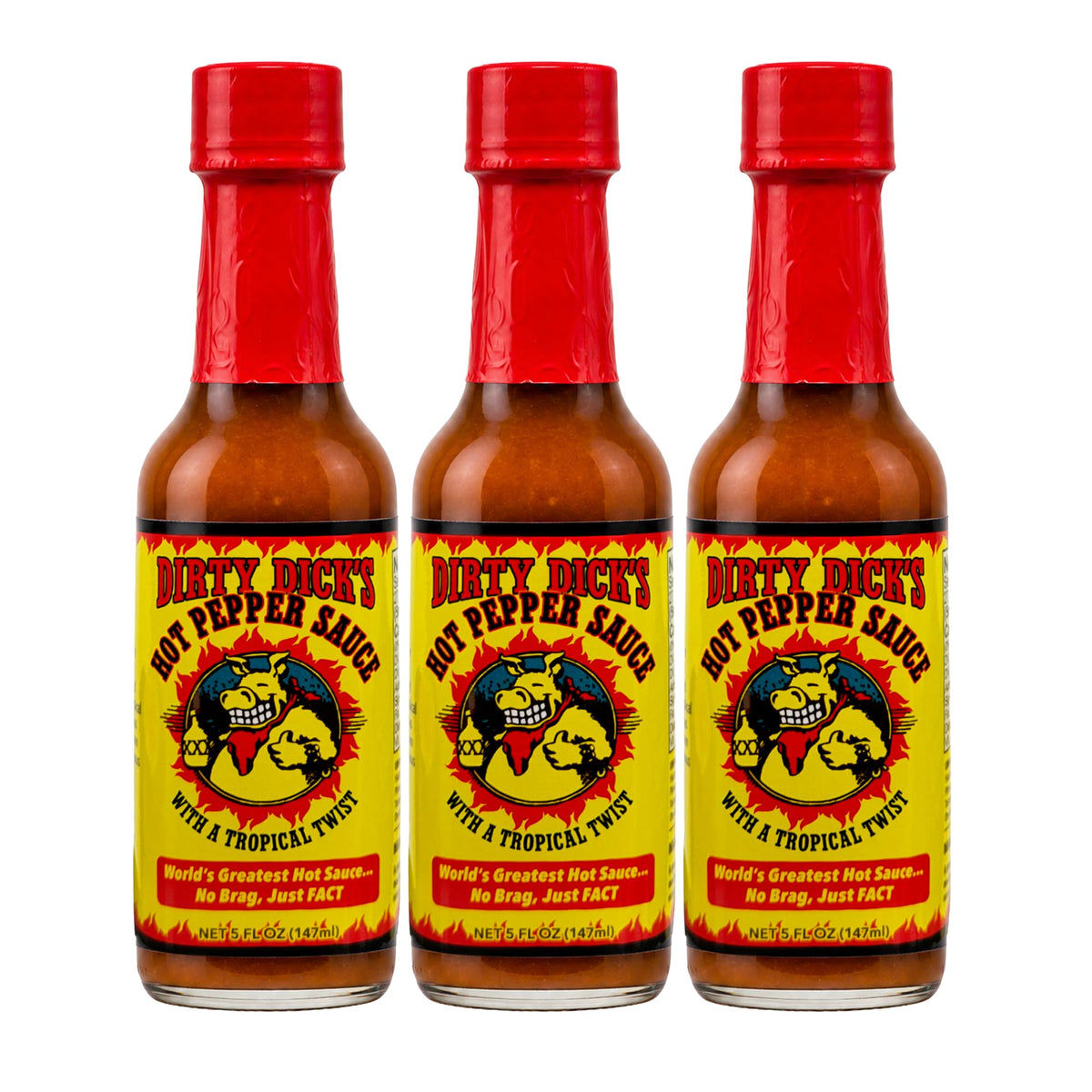 Dirty Dick's Original Hot Sauce, 5 Fl Oz | Award-Winning Habanero Hot Sauce with Tropical Fruits, Peppers & Spices | Sweet Heat, Gluten Free, Gourmet