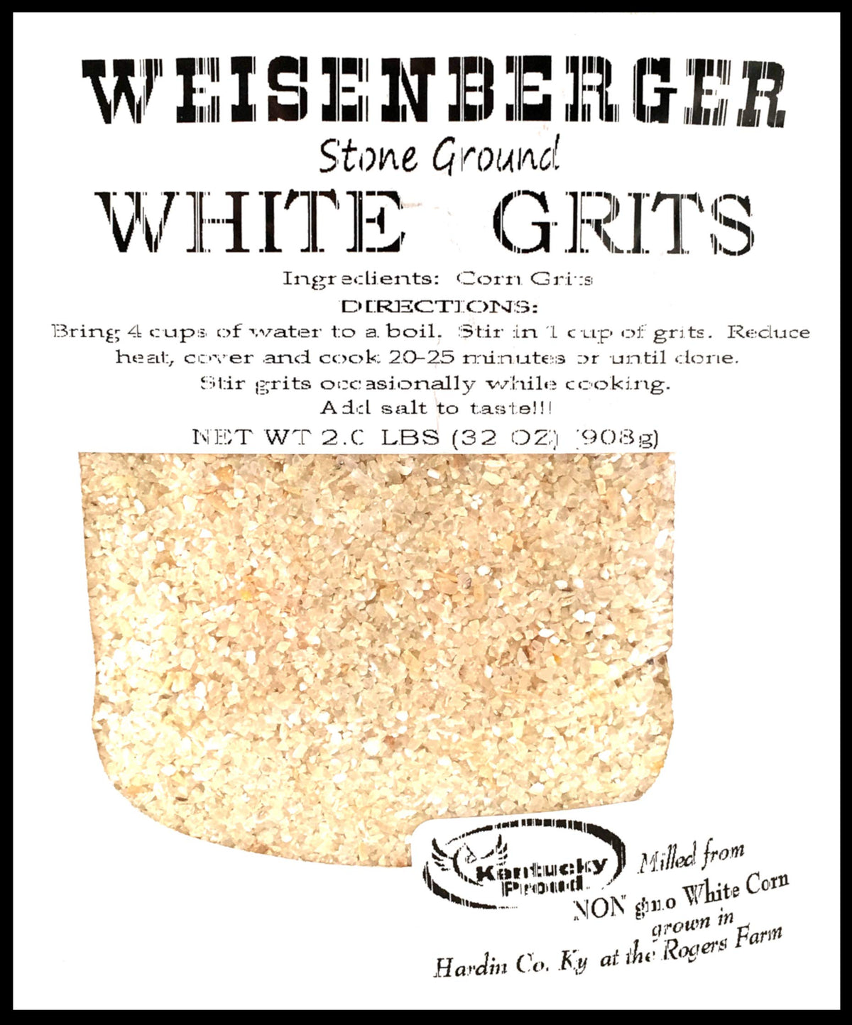 Weisenberger Stone Ground White Grits, 2 lb