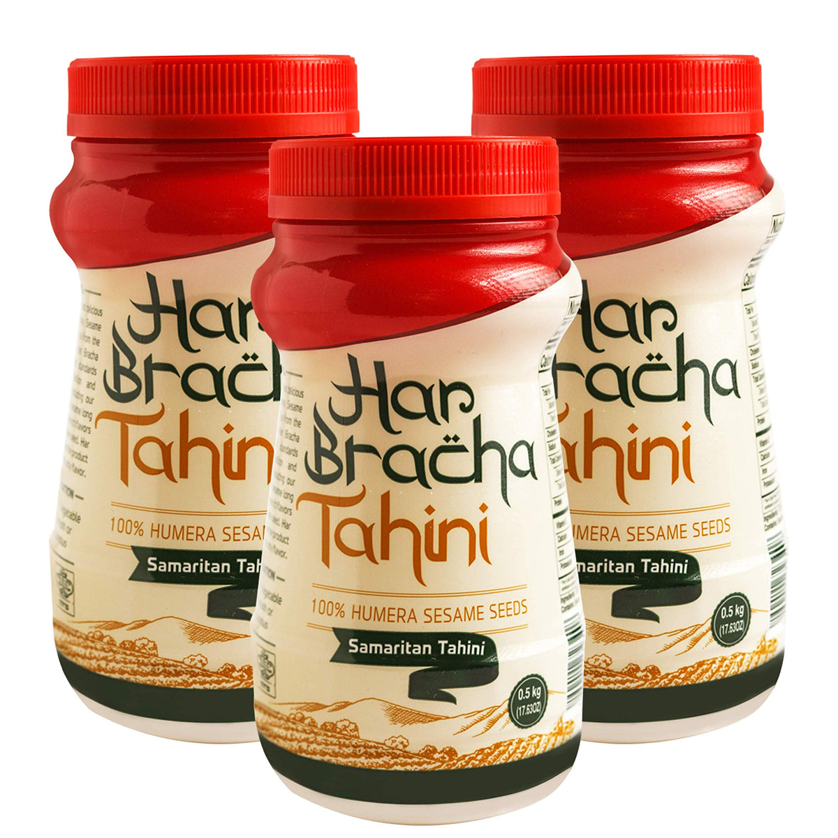 Har Bracha Tahini Paste (17.6 oz). 100% Natural, Vegan Friendly & Kosher Pure Ground Tahina Sauce. Raw Roasted Sesame Seeds for Oriental Dips, Salad