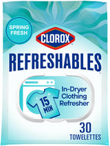 Clorox Refreshables In Dryer Clothing Refresher, Spring Fresh, 30 Towelettes