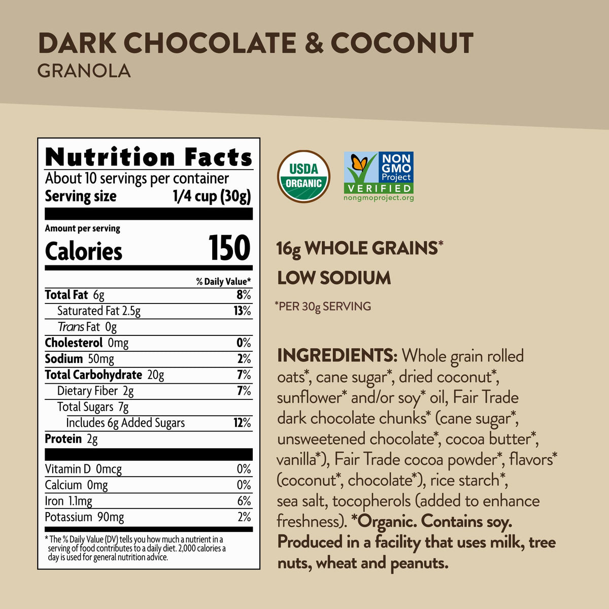 Love Crunch Organic Dark Chocolate & Coconut Granola, 11.5 oz (Pack of 1), Non-GMO, Fair Trade, by Nature's Path