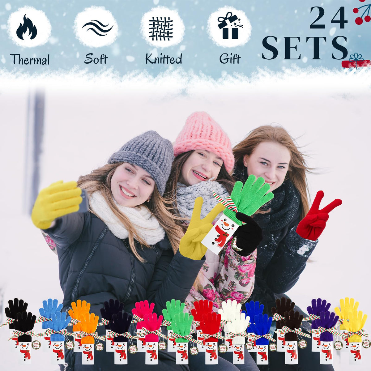 Cuffbow 24 Sets Winter Gloves Chocolate Bar Wrapper Hang Tags Ribbon Snowman Candy Bar Wrapper Kit Snowman Gift Warm Gloves Bulk Candy Wrappers