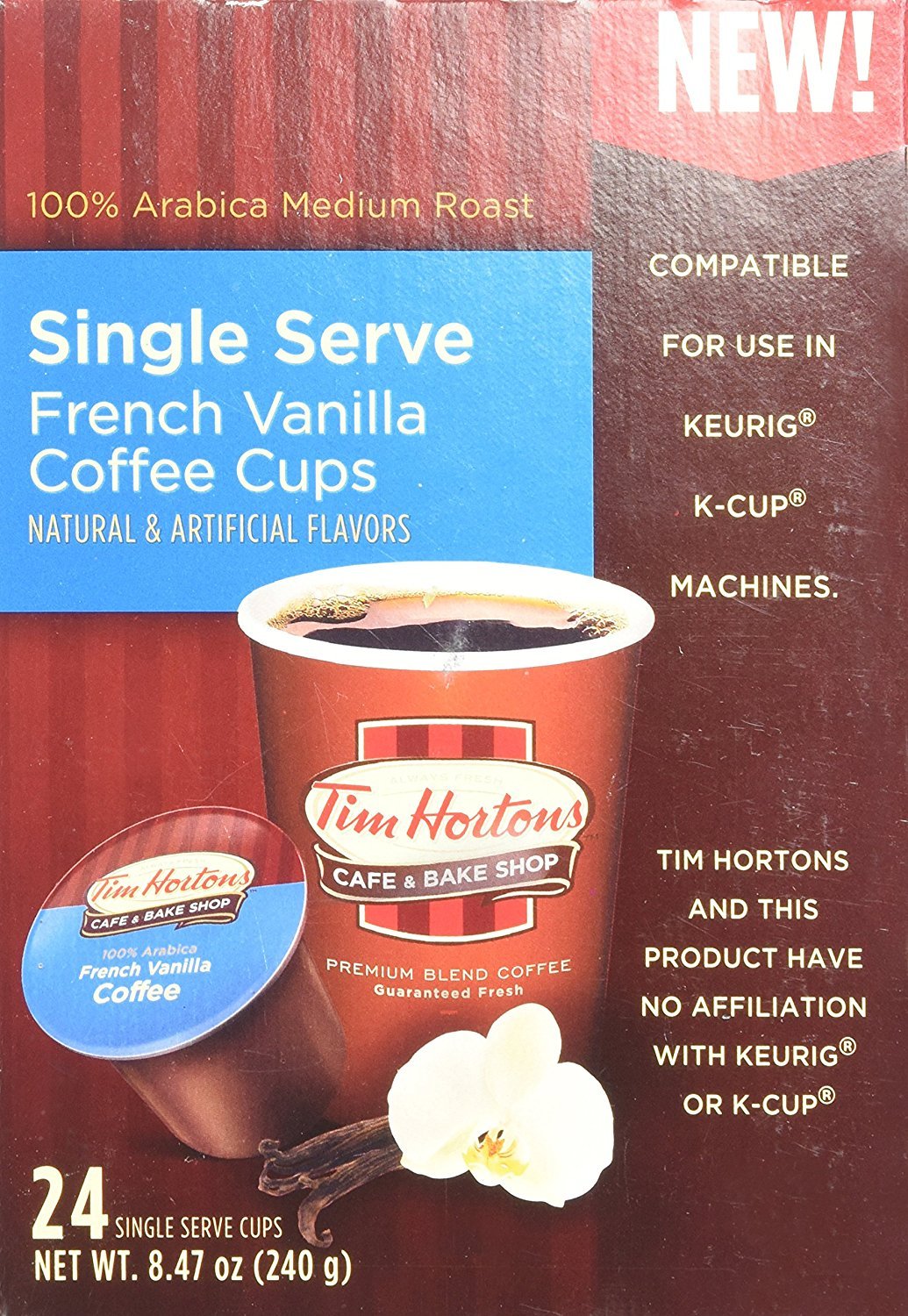 Tim Hortons French Vanilla Coffee 72 Count