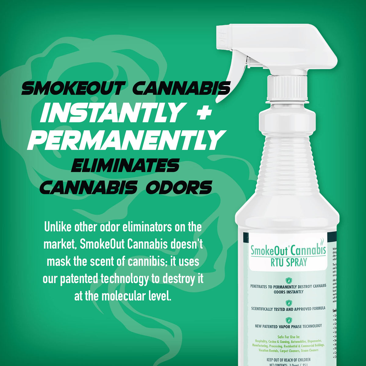 SmokeOut - Commercial Strength Cannabis Odor Eliminator - Neutralizer, Deodorizer, Odor Remover (32 ounce)