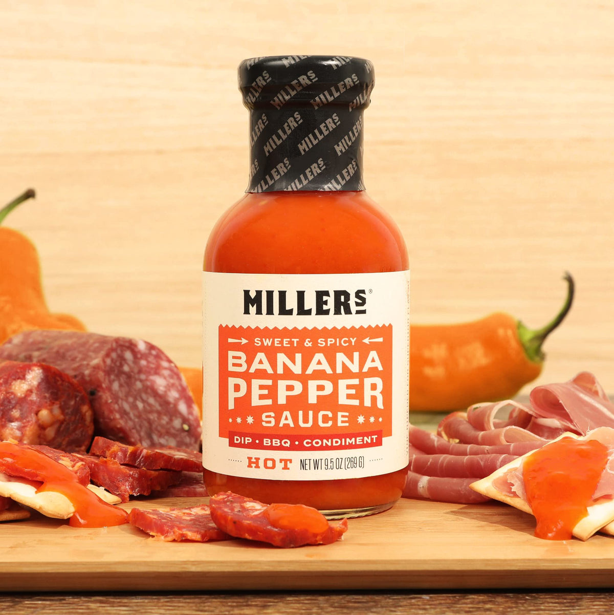 Miller's Banana Pepper Sauce Variety Pack - Includes Hot, Mild, Habanero Hot Sauce Variety Pack - Use for Chicken Wing, Burger, Sandwich, Mexican Dish