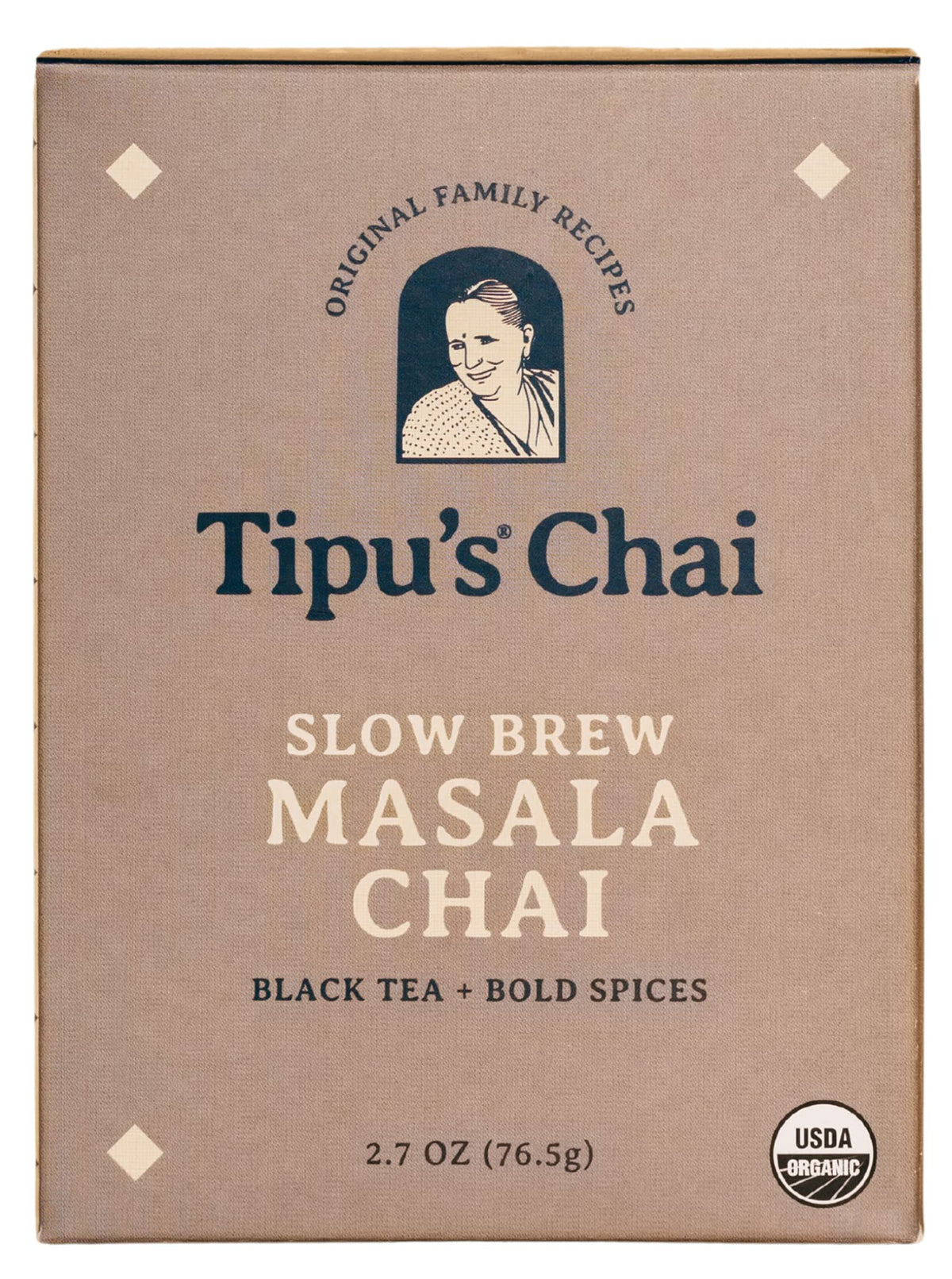 Tipu's Chai - Organic Slow Brew Masala Chai - Makes 32 Cups - 2.7 Ounces Masala Chai Tea and Spices - 100% Organic - Gluten Free