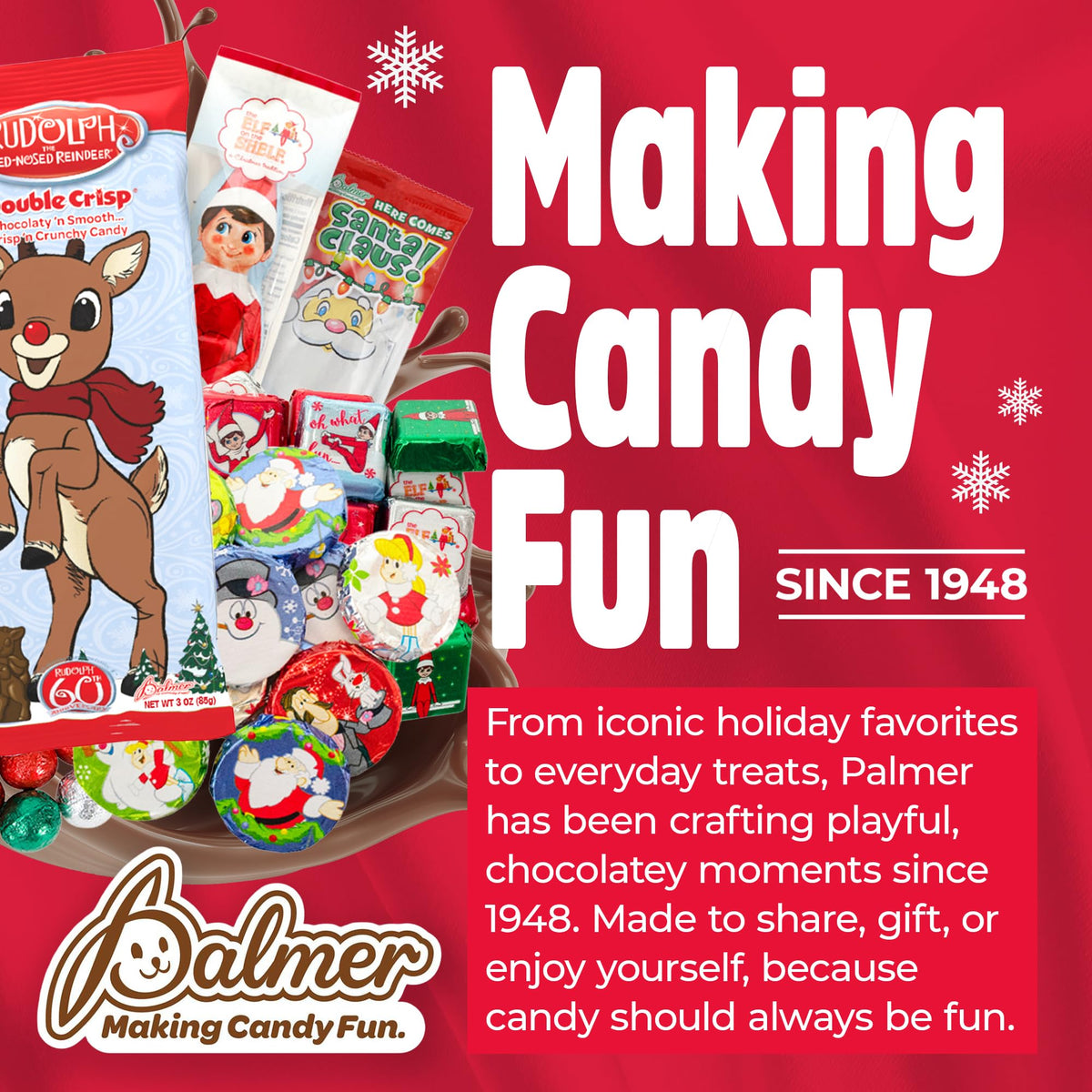 R.M. Palmer Milk Chocolate Mesh Coal, Crisp and Crunchy Candy, Individually Wrapped Christmas Candy Pieces, Making Candy Fun Since 1948 (Pack of 6)