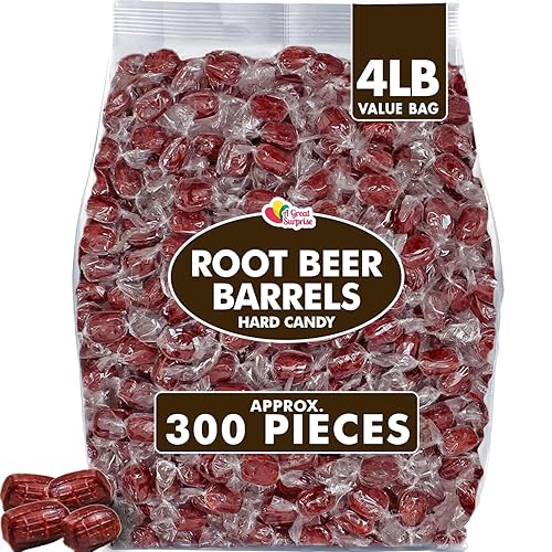 A Great Surprise Root Beer Barrels - 4 Pounds - Old Fashion Classic Candies - Individually Wrapped