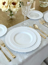 " OCCASIONS " 40 Plates Pack, Extra Heavyweight Vintage Wedding Party Disposable Plastic Plates (11'' Dinner Plate, Chateau in White)