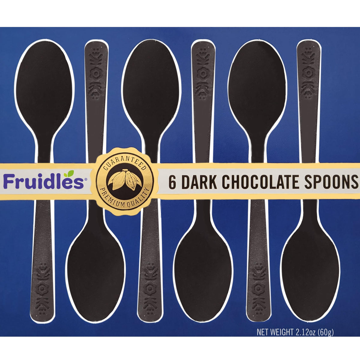 Fruidles Dark Chocolate Spoons, Candy Hot Chocolate Stirrers, Gourmet Cocoa Stirrer, Non-GMO, 6 Spoons per Box (12-Pack)