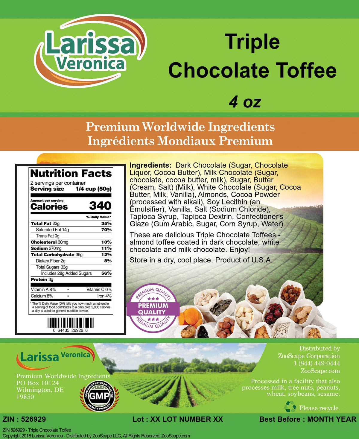 Triple Chocolate Toffee (4 oz, ZIN: 526929) - 2 Pack