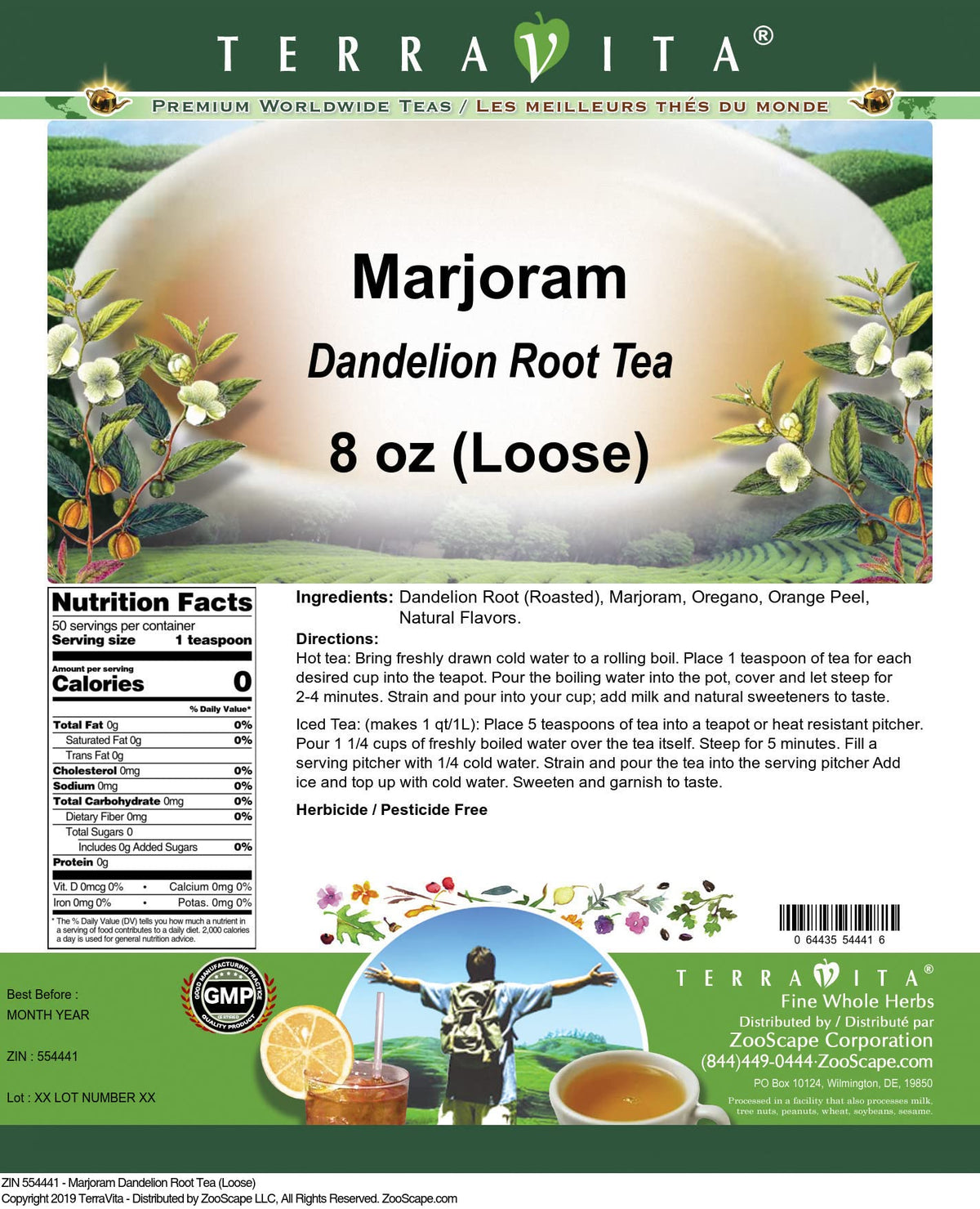 Marjoram Dandelion Root Tea (Loose) (8 oz, ZIN: 554441)