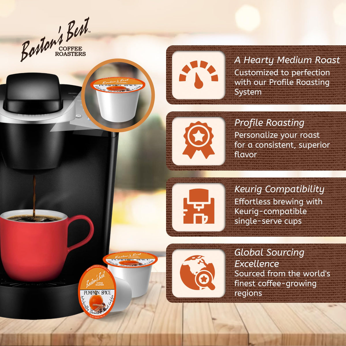 Boston's Best Single Serve Coffee, Pumpkin Spice,12.6 oz, 42 Count