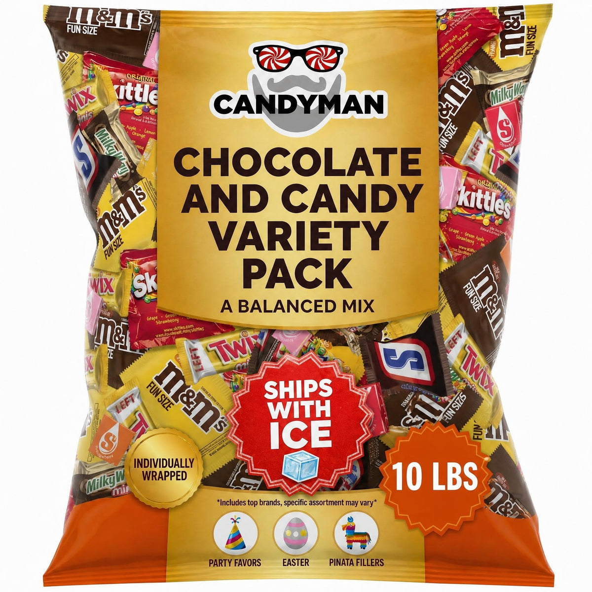 CANDYMAN Candy Variety Pack, Bulk Candy, 10 lb, Individually Wrapped