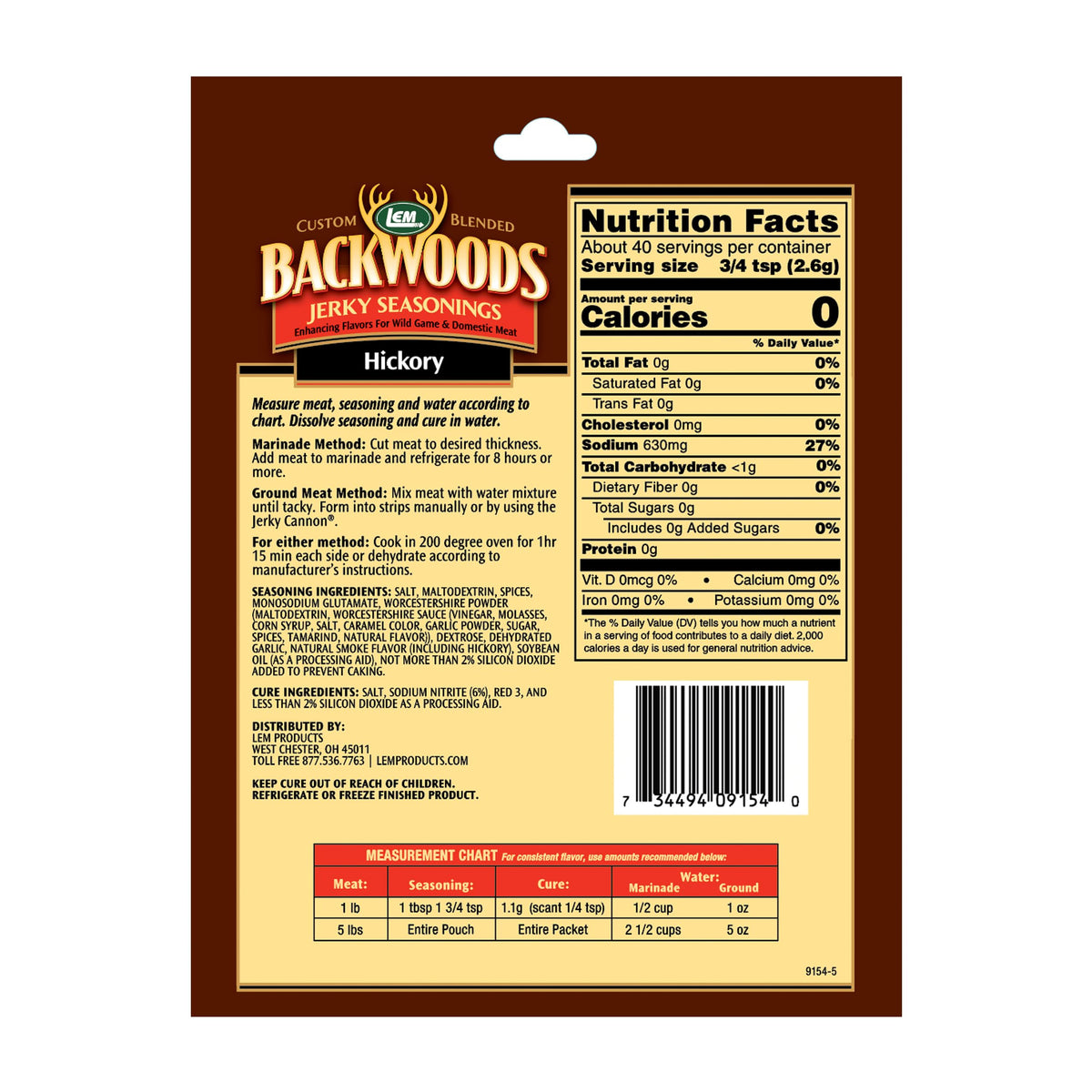 Backwoods Hickory Seasoning with Cure Packet