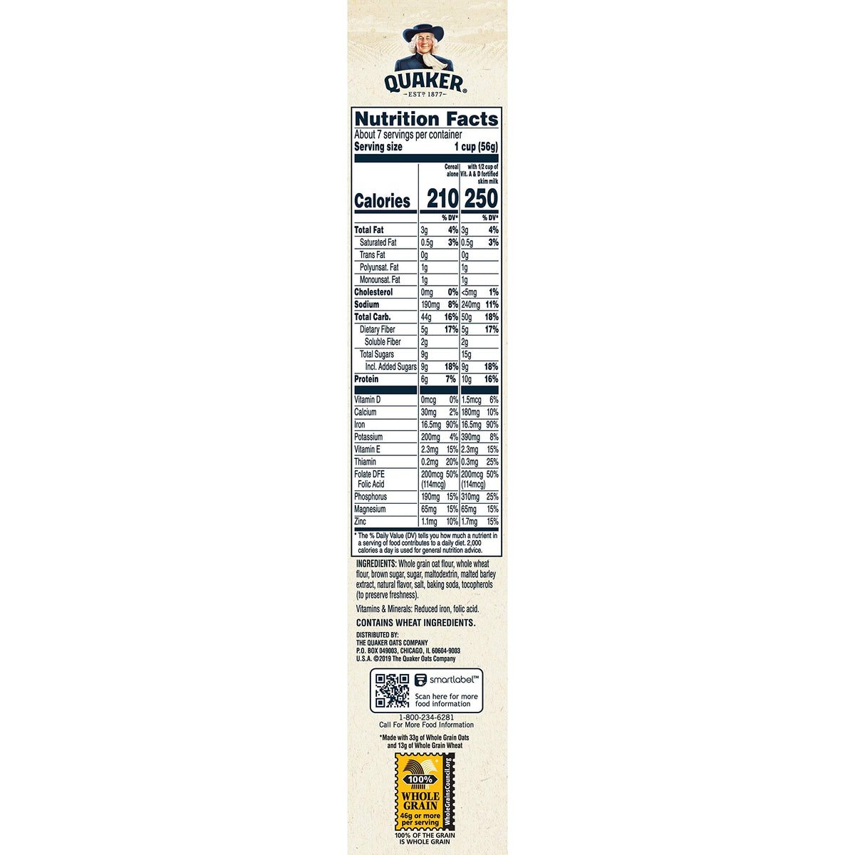 Quaker, Oatmeal Breakfast Cereal, 14.5 Oz