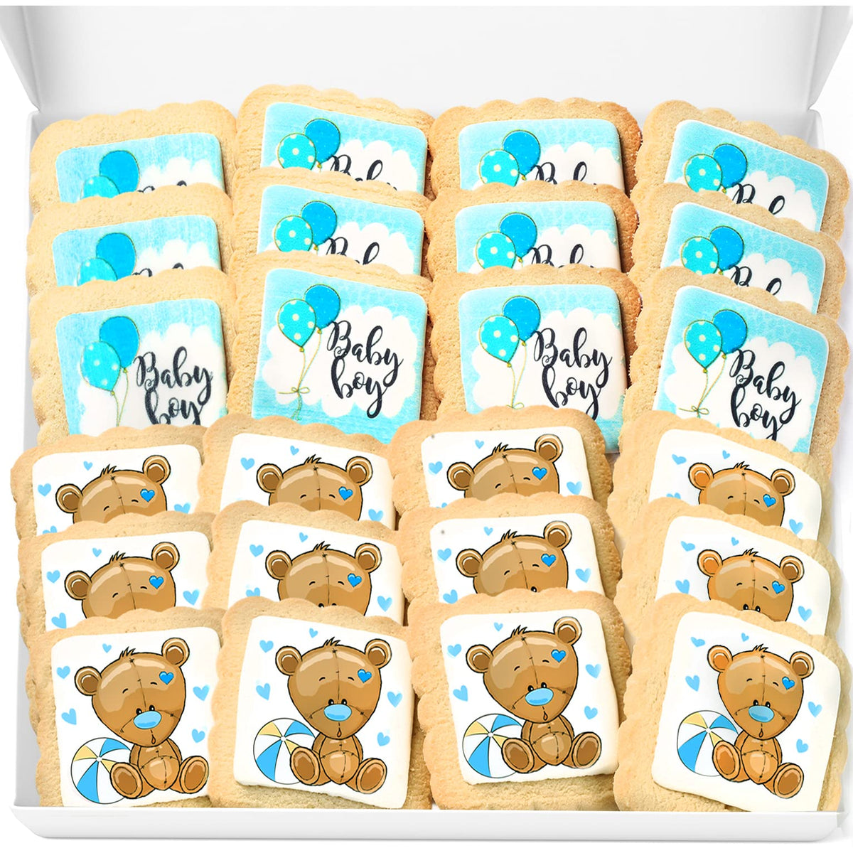 Baby Shower Cookies Baby Boy 24 PACK Dessert Table Party Favors Decorated Individually Wrapped Sugar Cookies Gift