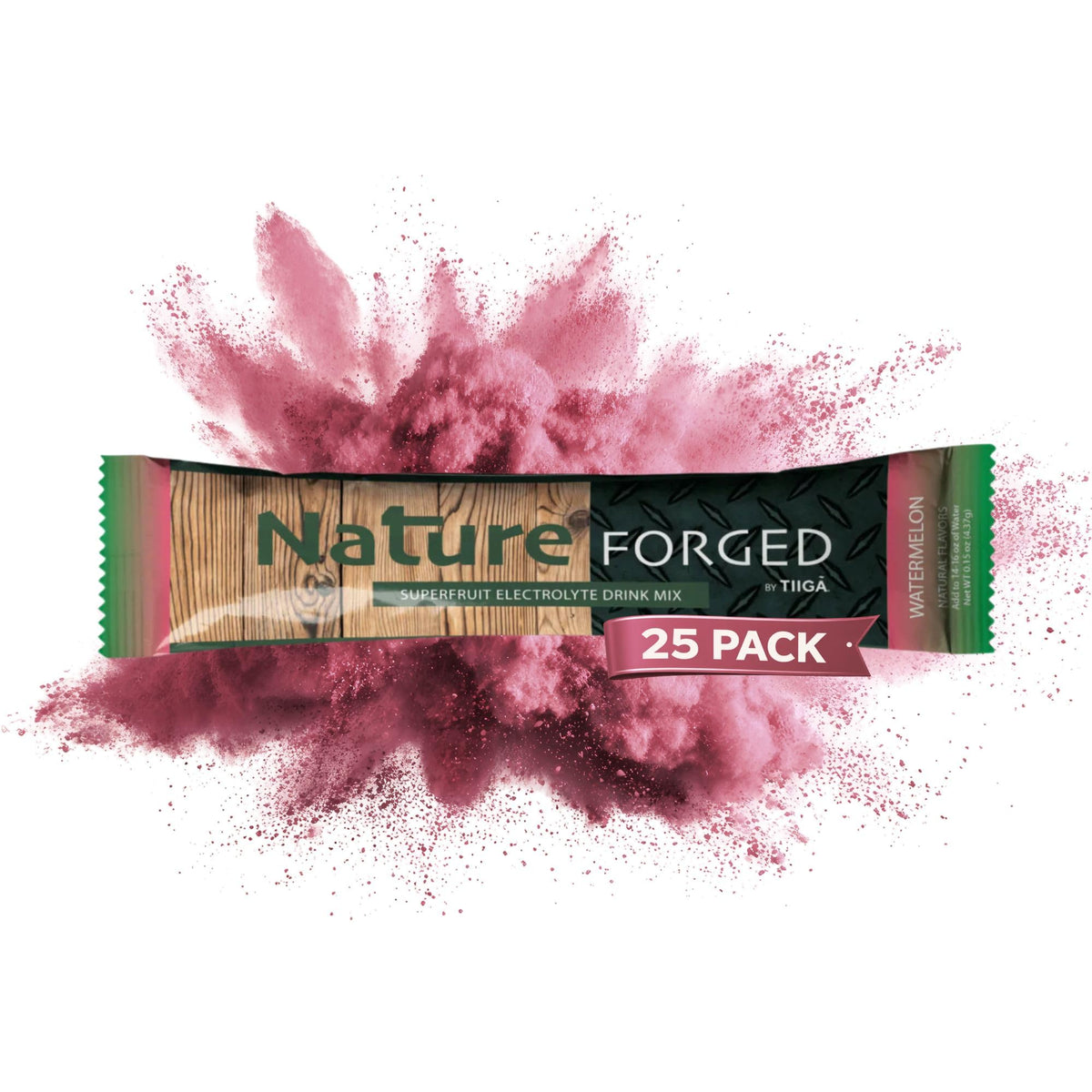 Tiiga Nature Forged Zero Sugar Electrolyte Drink Mix - Watermelon Hydration Powder, Superfruit Electrolytes, Sugar Free Sports Drink, 25 Stick Packs