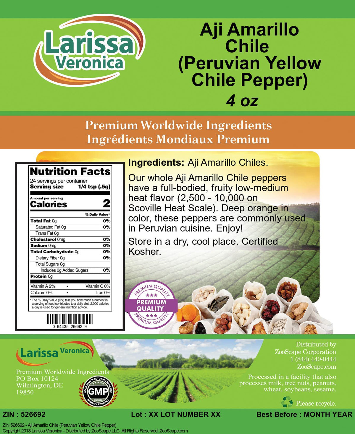 Aji Amarillo Chile (Peruvian Yellow Chile Pepper) (4 oz, ZIN: 526692) - 3 Pack