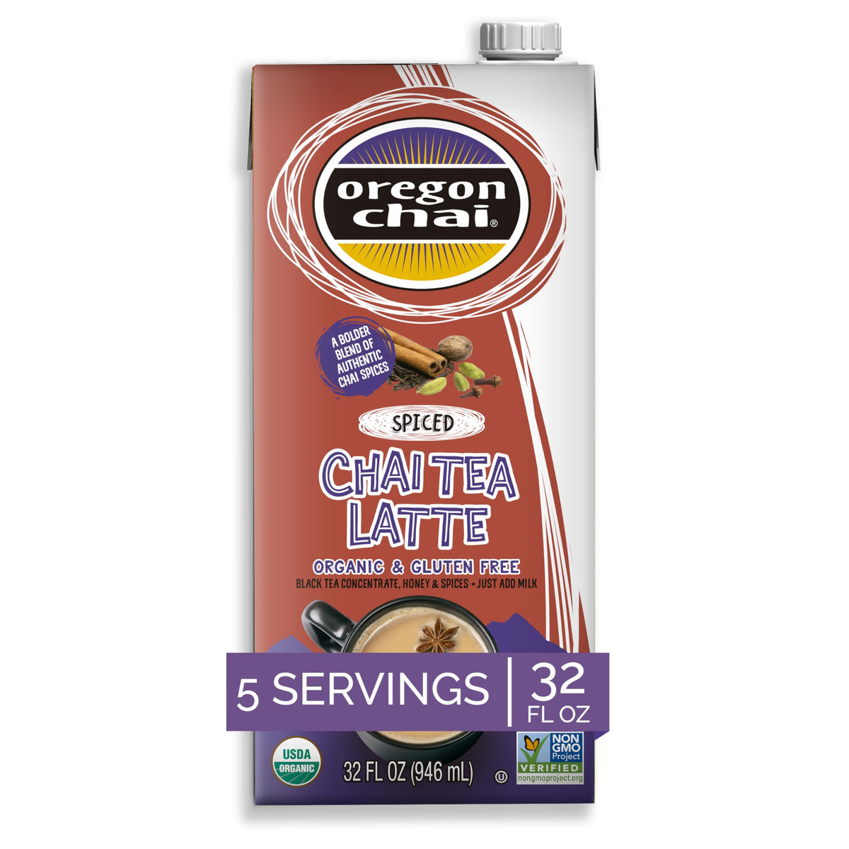 Oregon Chai Spiced Chai Tea Latte Concentrate, 32 Fl Oz (Pack of 1)